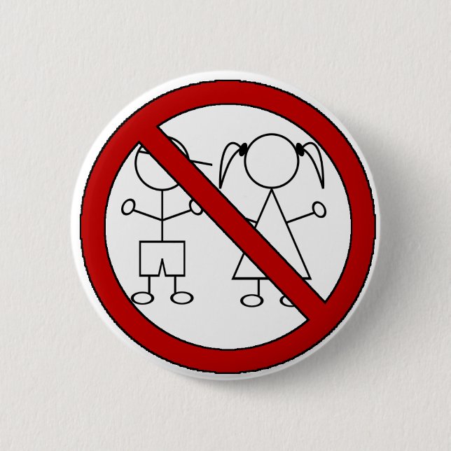 No Stick Figure Kids Pinback Button (Front)