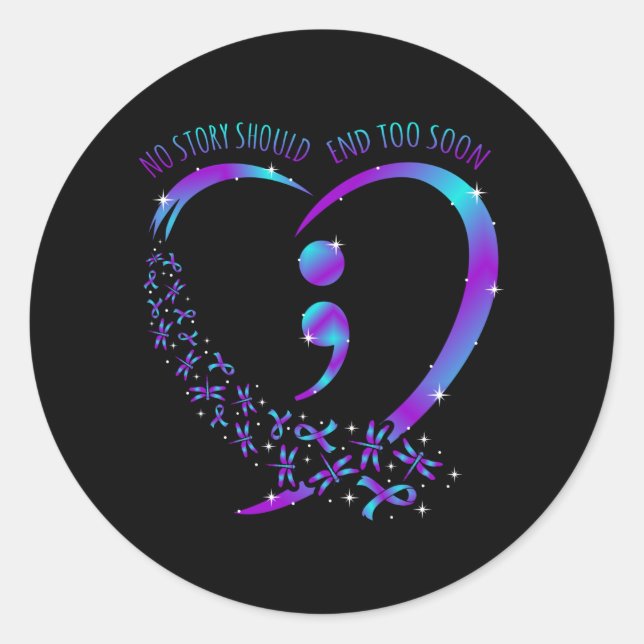 No Story Should End Happy Suicide Awareness Classic Round Sticker (Front)