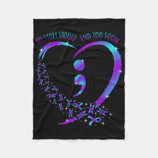 No Story Should End Happy Suicide Awareness Suppor Fleece Blanket