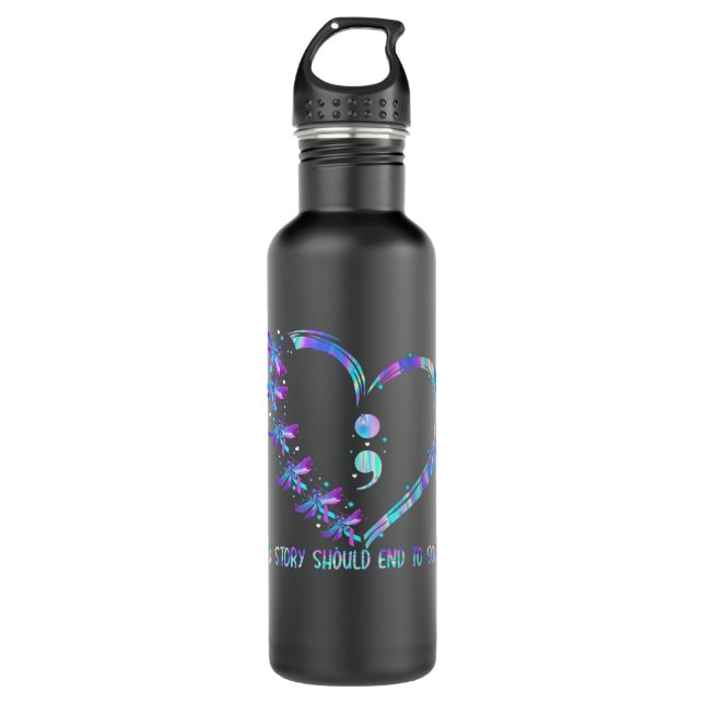 No story should end too soon Suicide Prevention Aw Stainless Steel Water Bottle (Front)