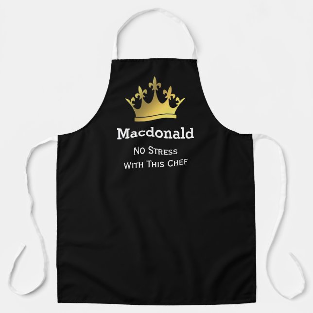 NO STRESS CHEF | Personalized Add Logo | BLACK Apron (Front)