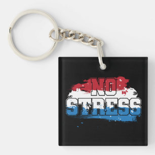 No Stress - Red White Blue Positive Mindset Keychain