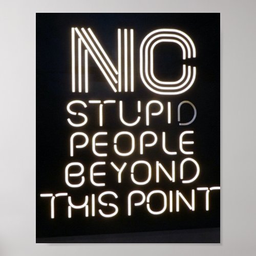 No Stupid People Beyond This Point Funny Neon Sign