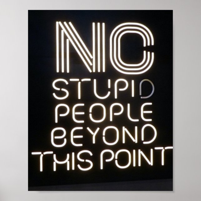 No Stupid People Beyond This Point Funny Neon Sign (Front)