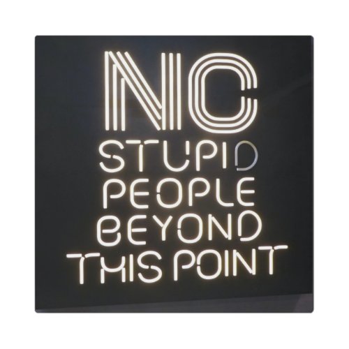 No Stupid People Beyond This Point Funny Neon Sign