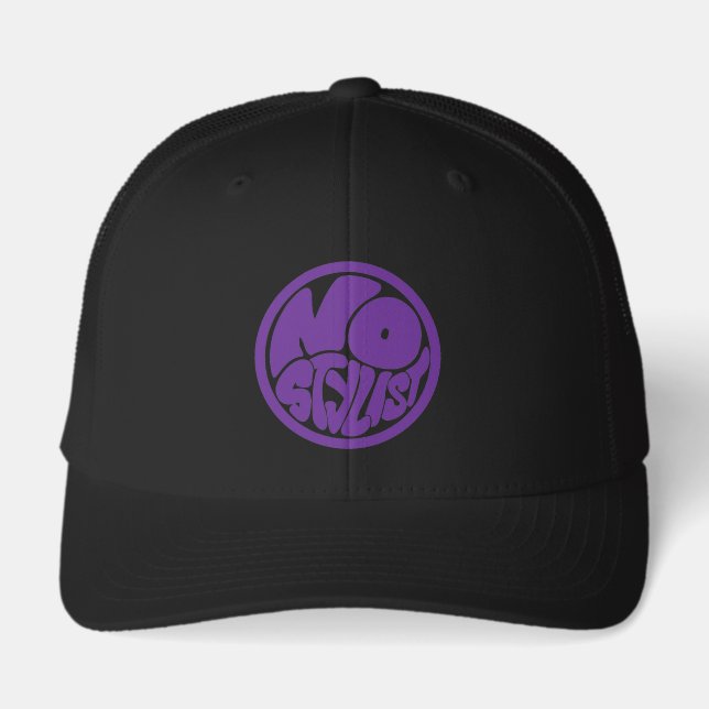 NO STYLIST single purp emblem Retro Trucker Hat (Front)