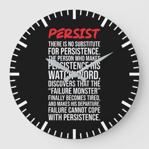 No Substitute For Persistence _ Gym Hustle Large Clock