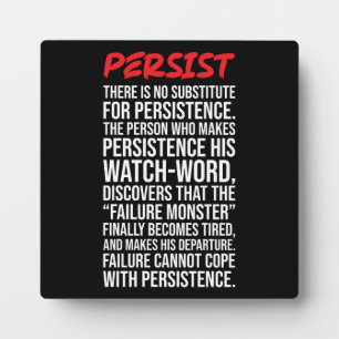 No Substitute For Persistence - Gym, Hustle Plaque