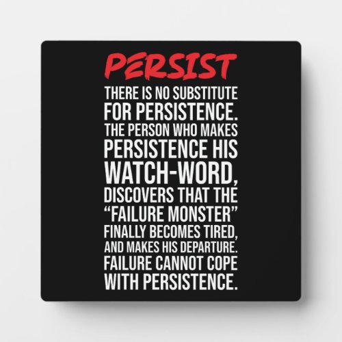 No Substitute For Persistence _ Gym Hustle Plaque