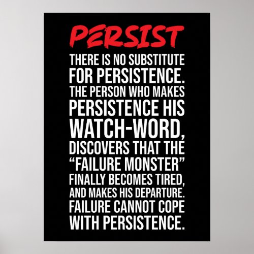 No Substitute For Persistence _ Gym Hustle Poster