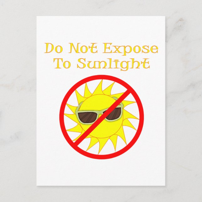 No Sunlight Sunglasses Vampire Goth Humor Postcard (Front)