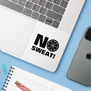 No sweat funny basketball laptop sticker