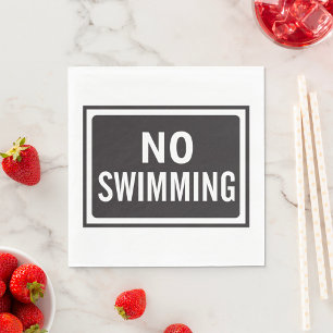 No Swimming Sign Bold Black and White Warning Napkins
