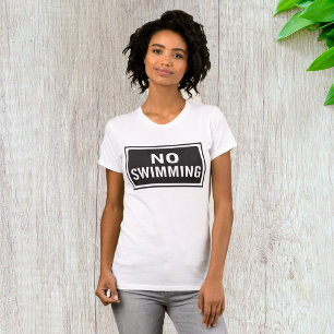 No Swimming Sign Bold Black and White Warning  T-Shirt