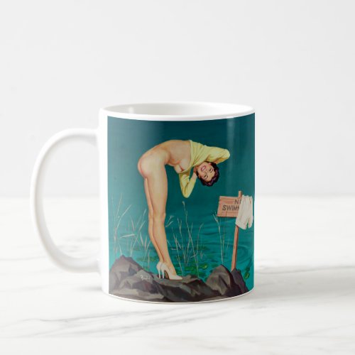 No swimming vintage pinup girl coffee mug