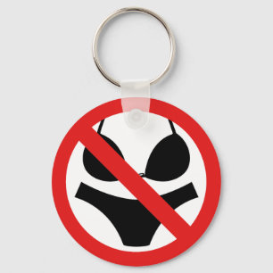 No Swimsuits Allowed Sign Keychain