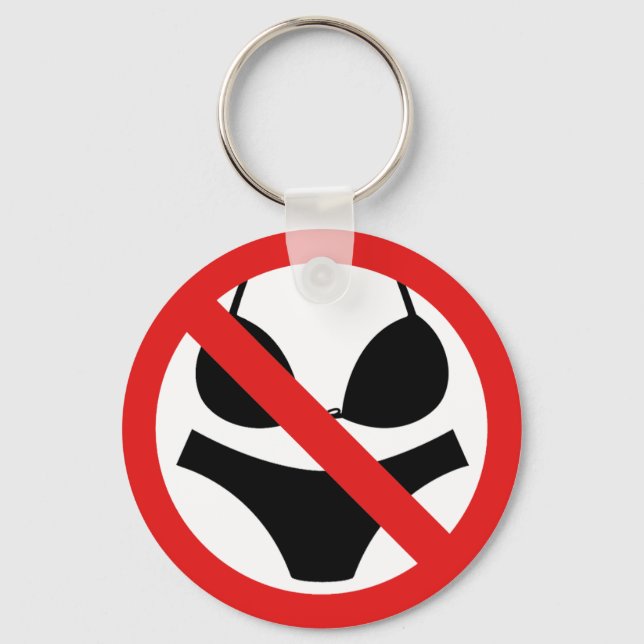 No Swimsuits Allowed Sign Keychain (Front)