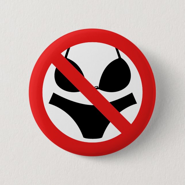 No Swimwear Sign Pinback Button (Front)
