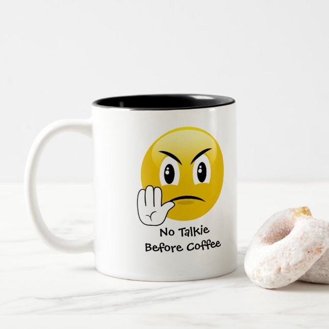 No Talkie Before Coffee Emoji Mug (With Donut)