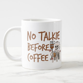 No Talkie Before Coffee funny cat lover gift Giant Coffee Mug