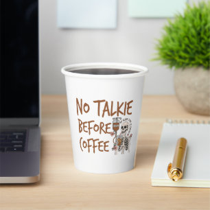 No Talkie Before Coffee funny cat lover gift Paper Cups