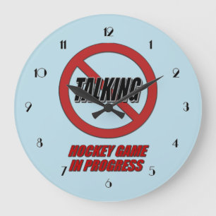 No Talking Hockey Game In Progress Wall Clock