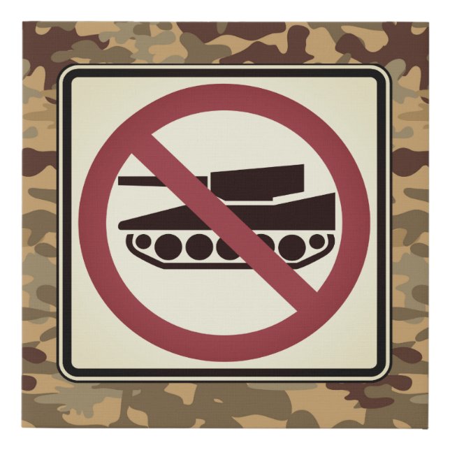 No Tanks on Camo Faux Canvas Print (Front)