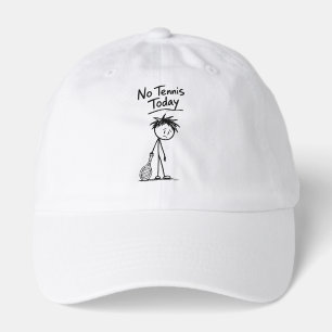 No Tennis Today Funny Sad Stick Figure Racket Hat