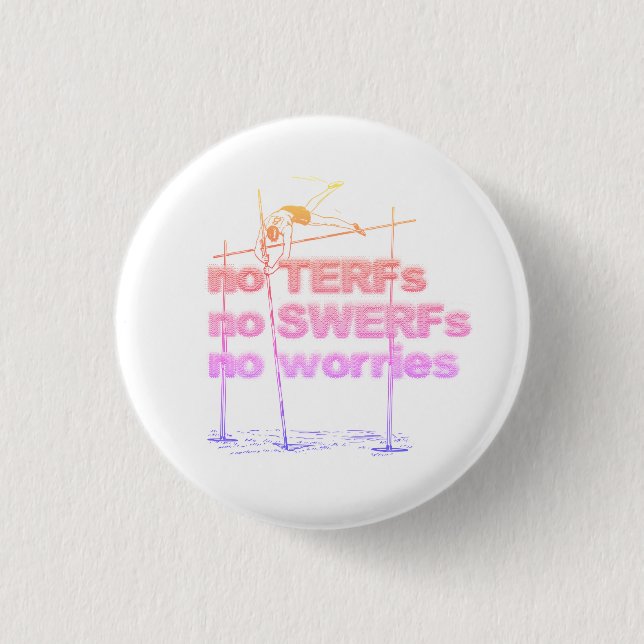 No TERFs, No SWERFs, No worries badge, small Button (Front)