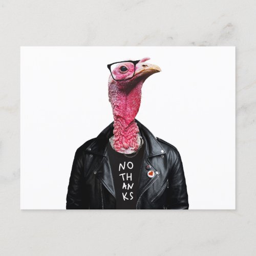 No Thank you Funny Turkey with glasses Postcard