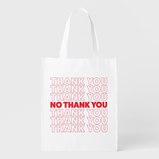 NO THANK YOU reusable tote bag (Front)