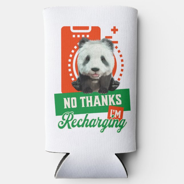 No Thanks, I’m Recharging Panda Bear Cub Battery Seltzer Can Cooler (Front)