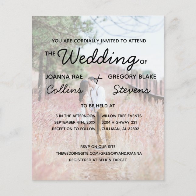 No Theme, Just Love Budget Photo Wedding Flyer (Front)