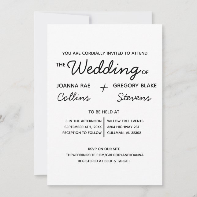 No Theme, Just Love Wedding Invitation (Front)