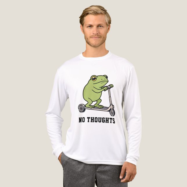 No Thoughts Frog Scooter Funny Meme  Tri-Blend Shirt (Front Full)