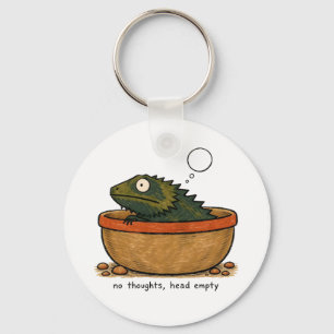 No Thoughts Head Empty Bearded Dragon Art Keychain