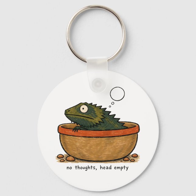 No Thoughts Head Empty Bearded Dragon Art Keychain (Front)