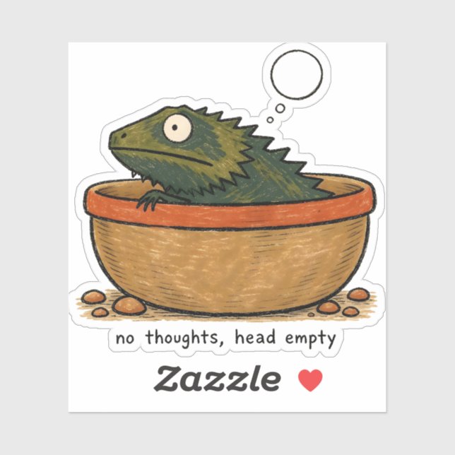 No Thoughts Head Empty Bearded Dragon Art Sticker (Sheet)