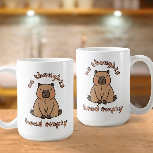 No Thoughts Head Empty Capybara Funny Meme Coffee Mug
