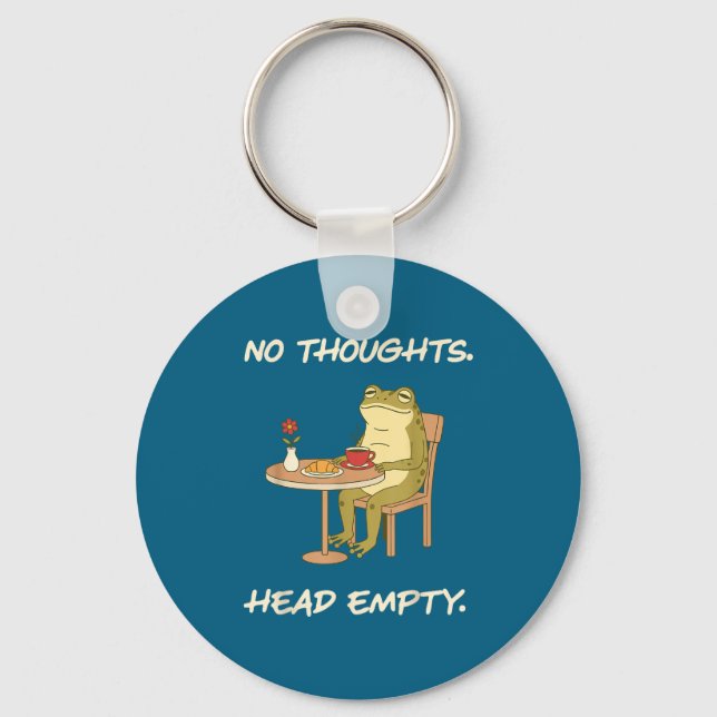 No Thoughts Head Empty Frog Funny Gen Z Meme Brain Keychain (Front)
