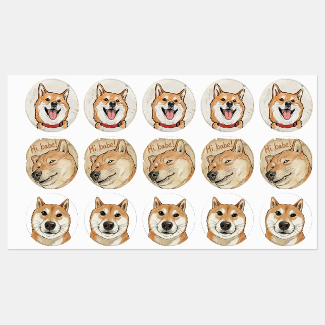 No Thoughts, Just Vibes – Happy Shiba Labels (Sheet)