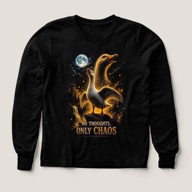 No Thoughts Only Chaos Funny Goose Gift Tri-Blend Shirts (Design Front)