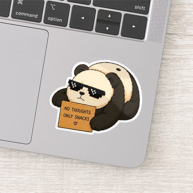 No Thoughts Only Snacks Panda Sticker (Detail)
