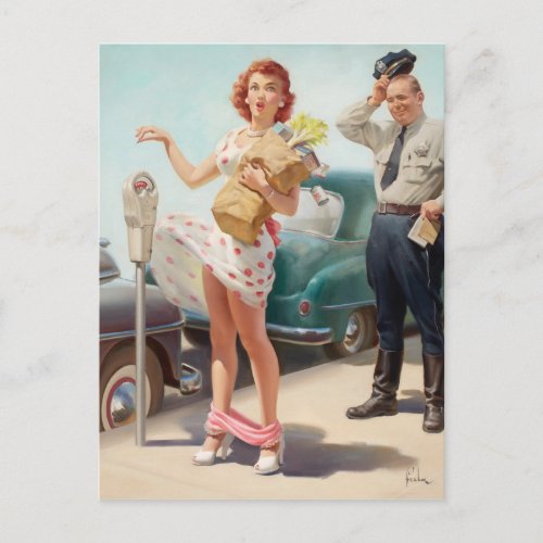 No Time To Loose pinup girl Postcard