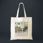 No Time to Practice Piano Lesson Cartoon Tote Bag<br><div class="desc">Funny cartoon of a piano student telling her piano teacher: "I've prepared this powerpoint presentation to explain why I didn't have time to practice this week."</div>