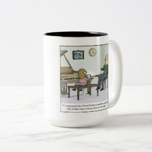 No Time to Practice Piano Lesson Cartoon Two-Tone Coffee Mug
