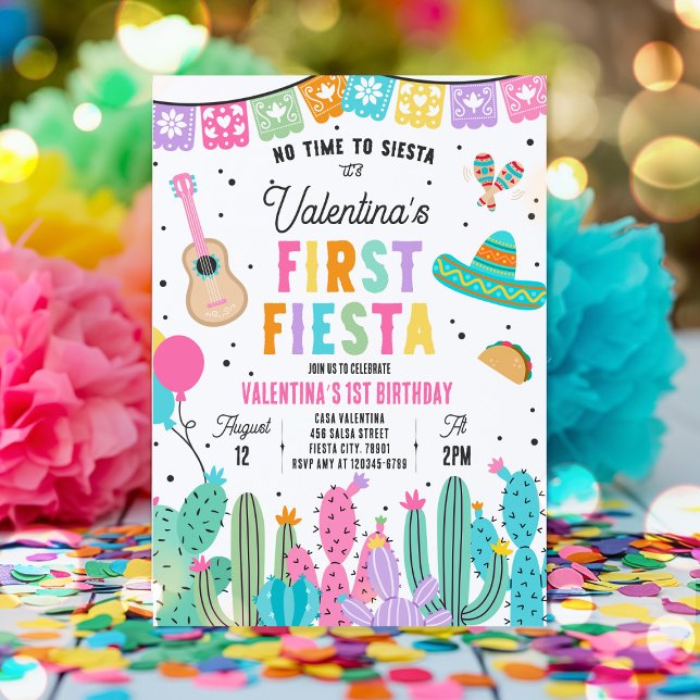 No Time To Siesta 1st Birthday Fiesta Party Invitation (Creator Uploaded)
