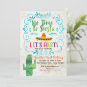 No Time to Siesta Birthday Invitation Blue (Standing Front)