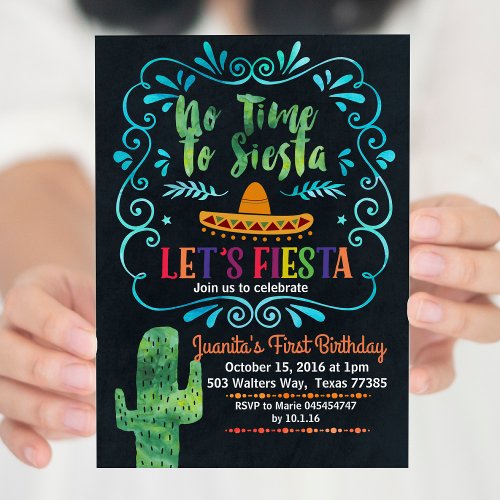 No Time to Siesta Birthday Invitation chalkboard