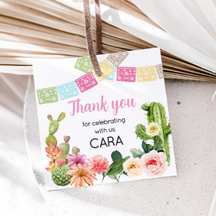 No Time to Siesta Fiesta Birthday Party Square Favor Tags